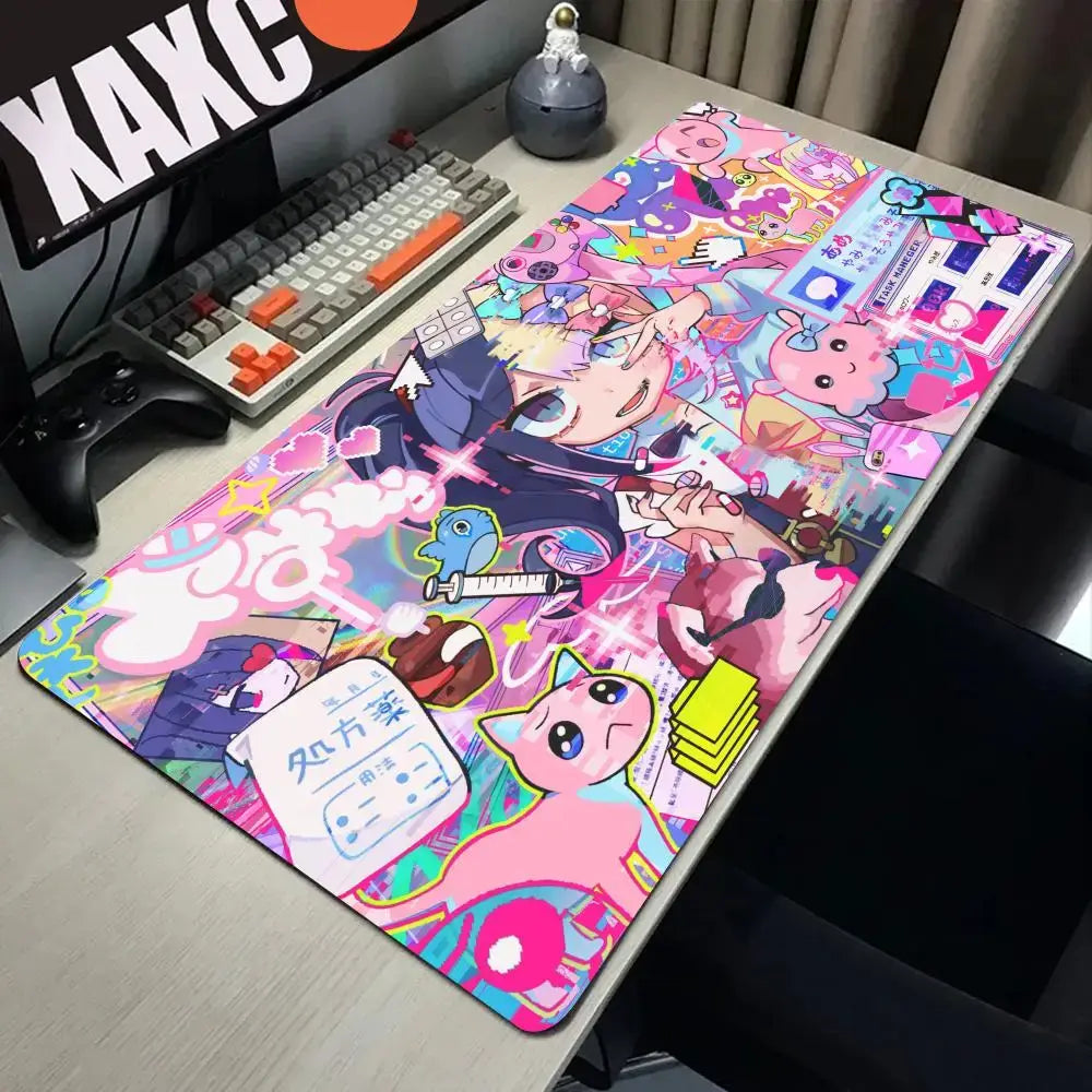 Tapis de souris animé Needy Girl Overdose, mignon, HD, pour clavier de jeu, XXL