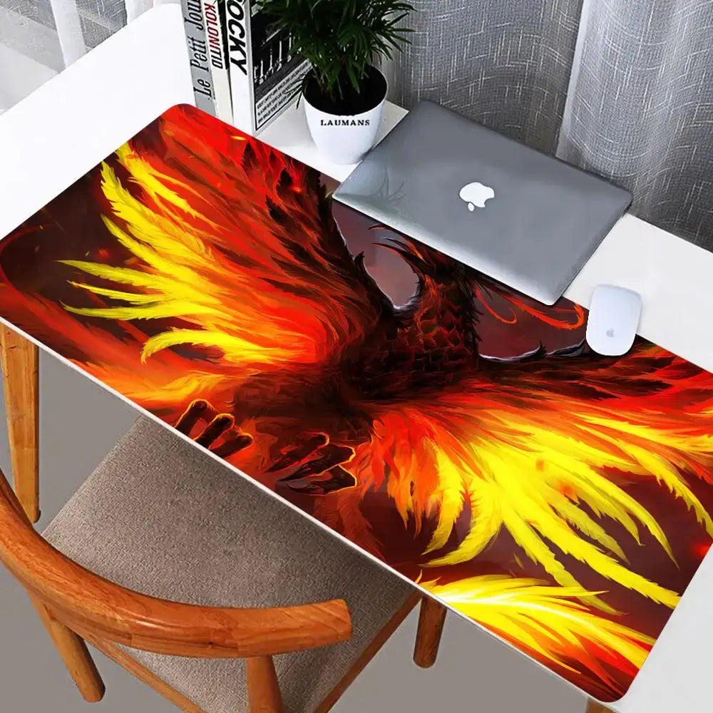 Grand tapis de souris de Phoenix, Fire Bird, Dragon Anime
